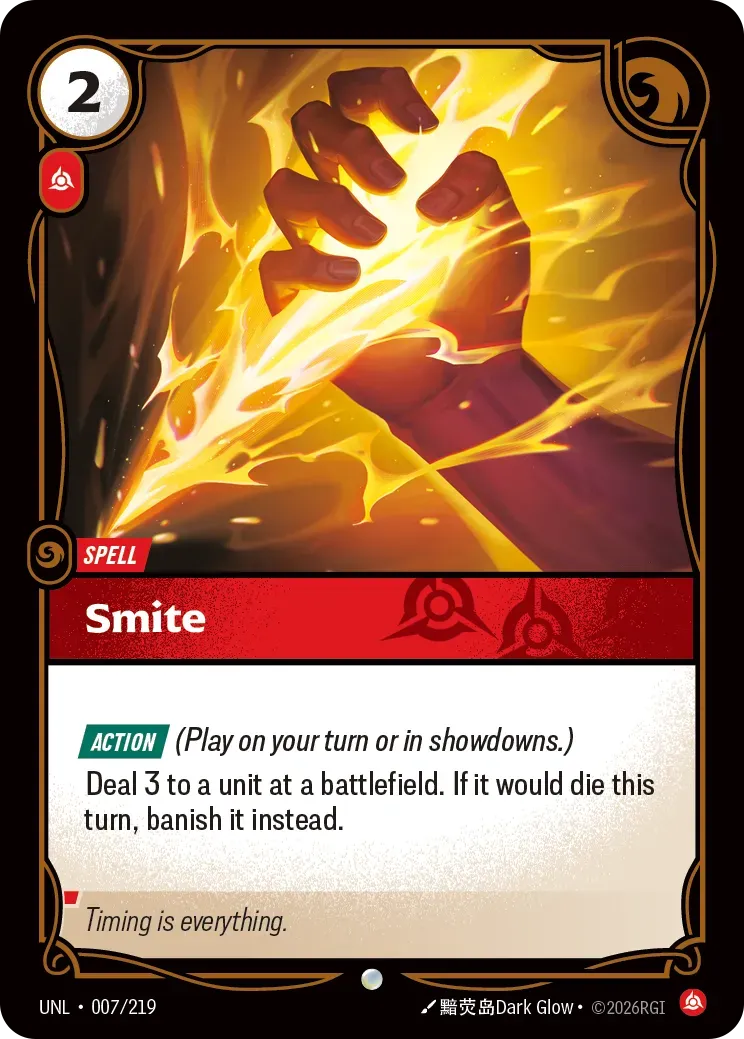 UNL-007 Smite Card - Riftbound TCG