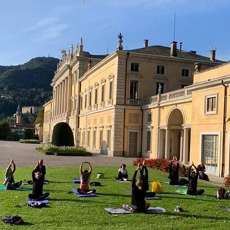 Top L>R: eloping at NYC city hall, digging our dream Italian garden, at the ospedale just born, Como rooftops, persimmon tree in winter, receiving my Itallian citizenship, hiking with Giorgio, teaching yoga at Villa Olmo, eating...again!