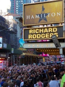 Outside 'Hamilton" during a September lottery