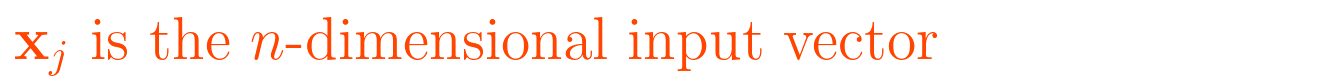\mathbf{x}_j \text{ is the } n\text{-dimensional input vector}
