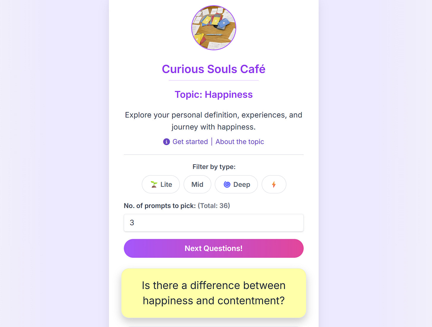 Tapping a question card to reveal its color