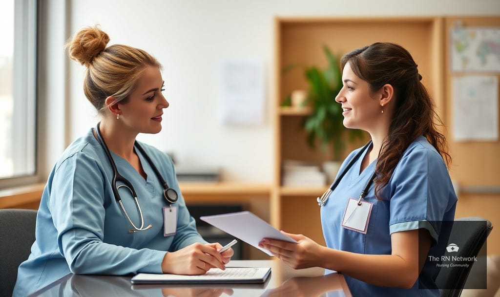 A nurse interviewing with a nurse leader A nurse interviewing with a nurse leader