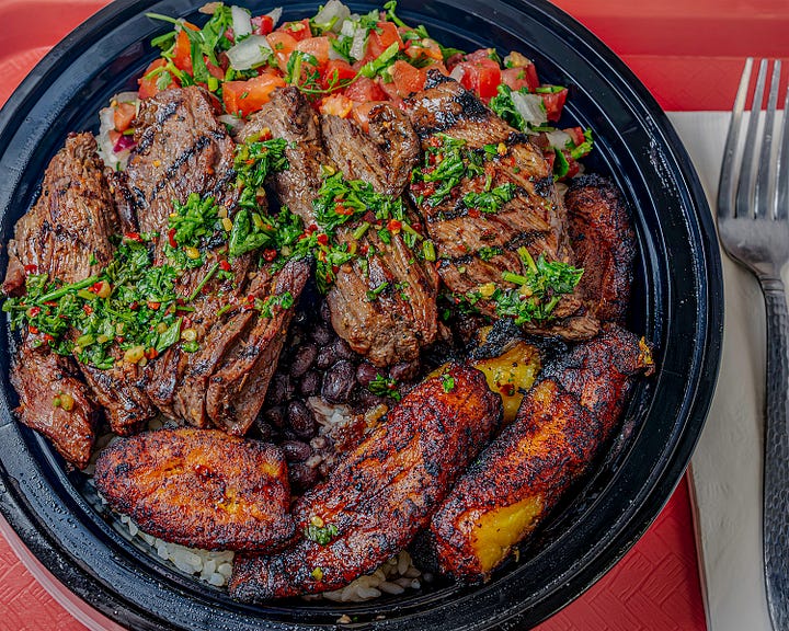 Quesdailla and steak bowl at The Green Chicken Miami