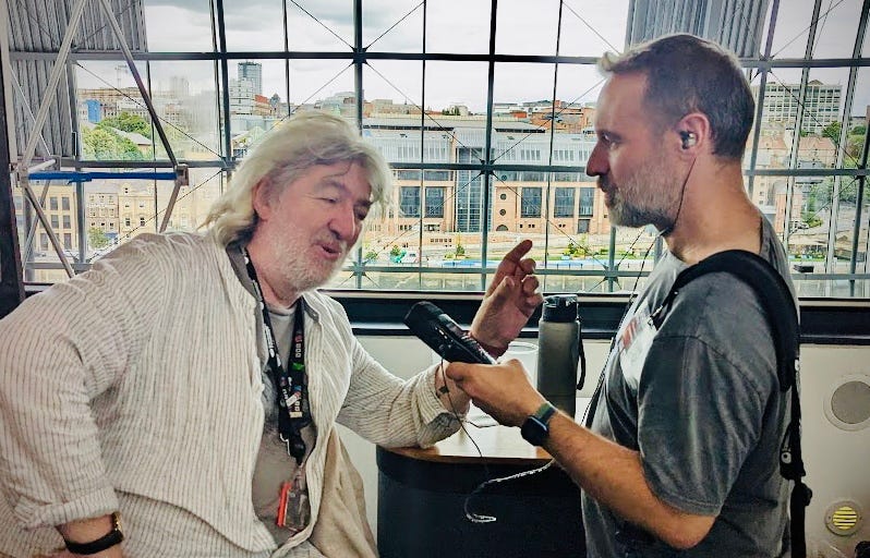 Photo of me recording a conversation with Bill Thompson using the Zoom Miktrak M4 while at the Sage in Gateshead. Photo of me recording a conversation with Bill Thompson using the Zoom Miktrak M4 while at the Sage in Gateshead.