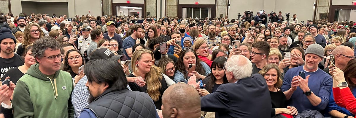 U.S. Sen. Bernie Sanders (I-Vt.) greets supporters U.S. Sen. Bernie Sanders (I-Vt.) greets supporters