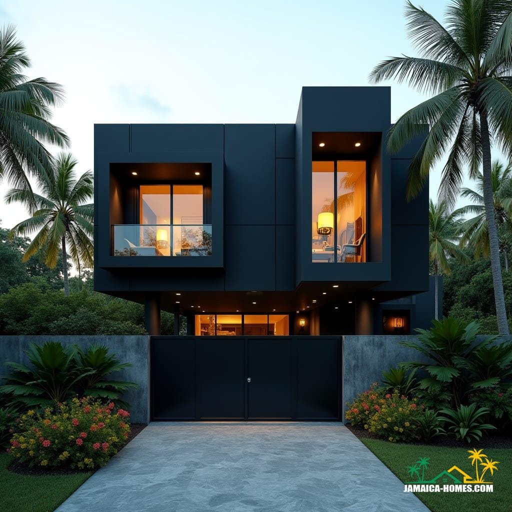 A striking modern black Caribbean cottage in Jamaica