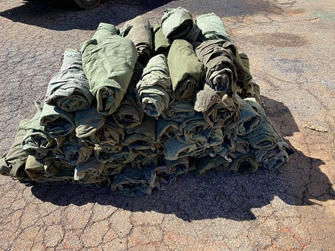 We follow the Circular Economy Model by using 100% Recycled Vintage Tents for ALL our design products.