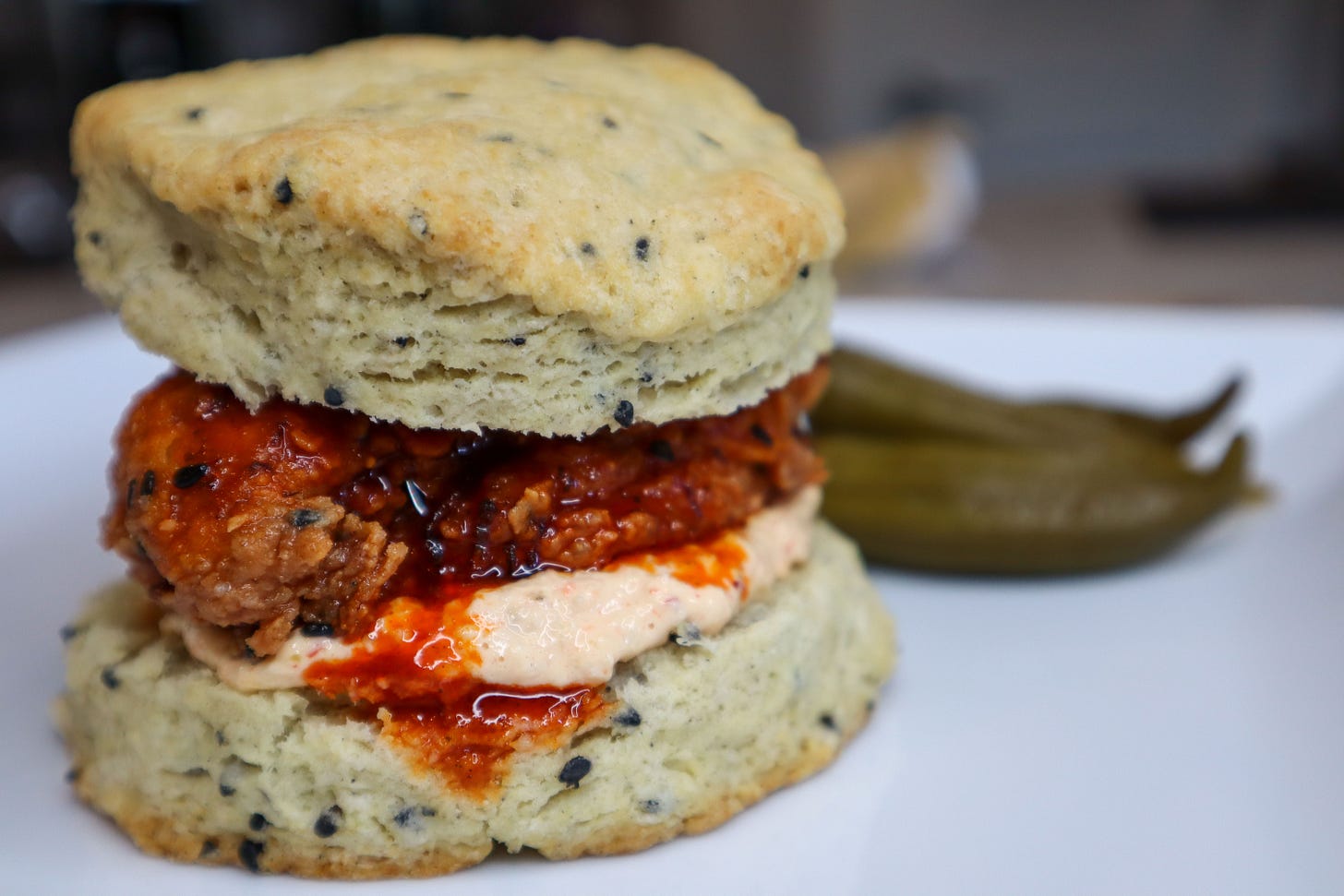 Kimchi-brined chicken biscuit Kimchi-brined chicken biscuit