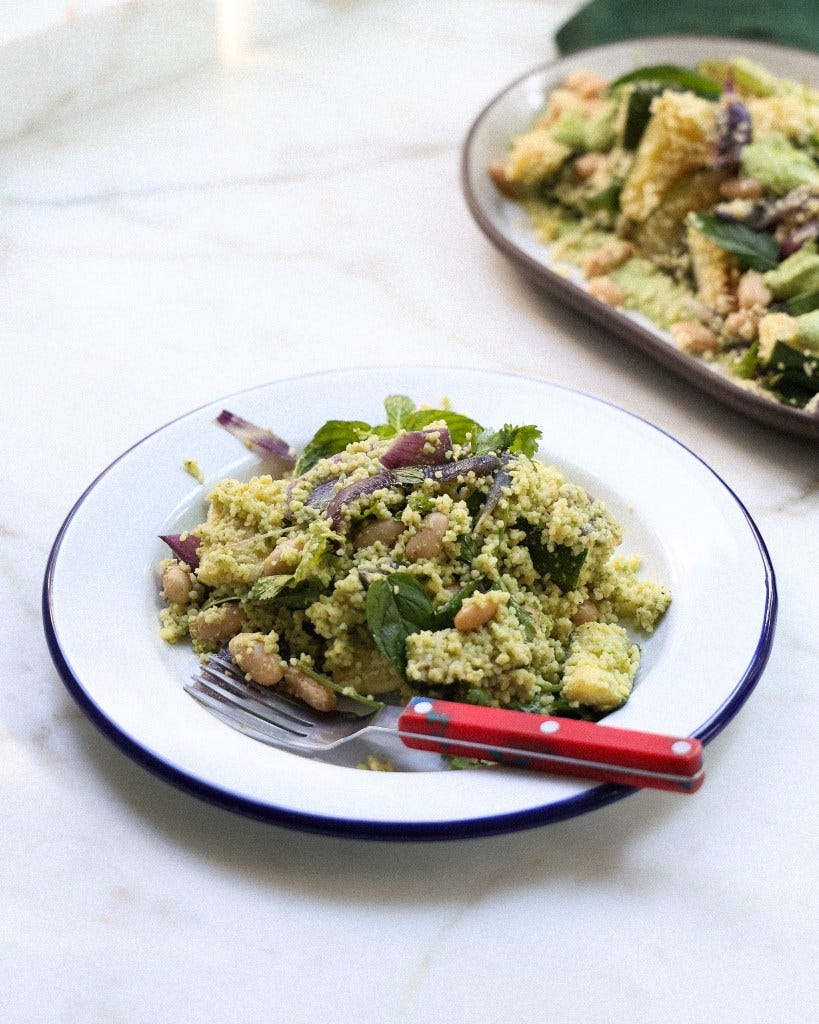 green romesco zucchini salad