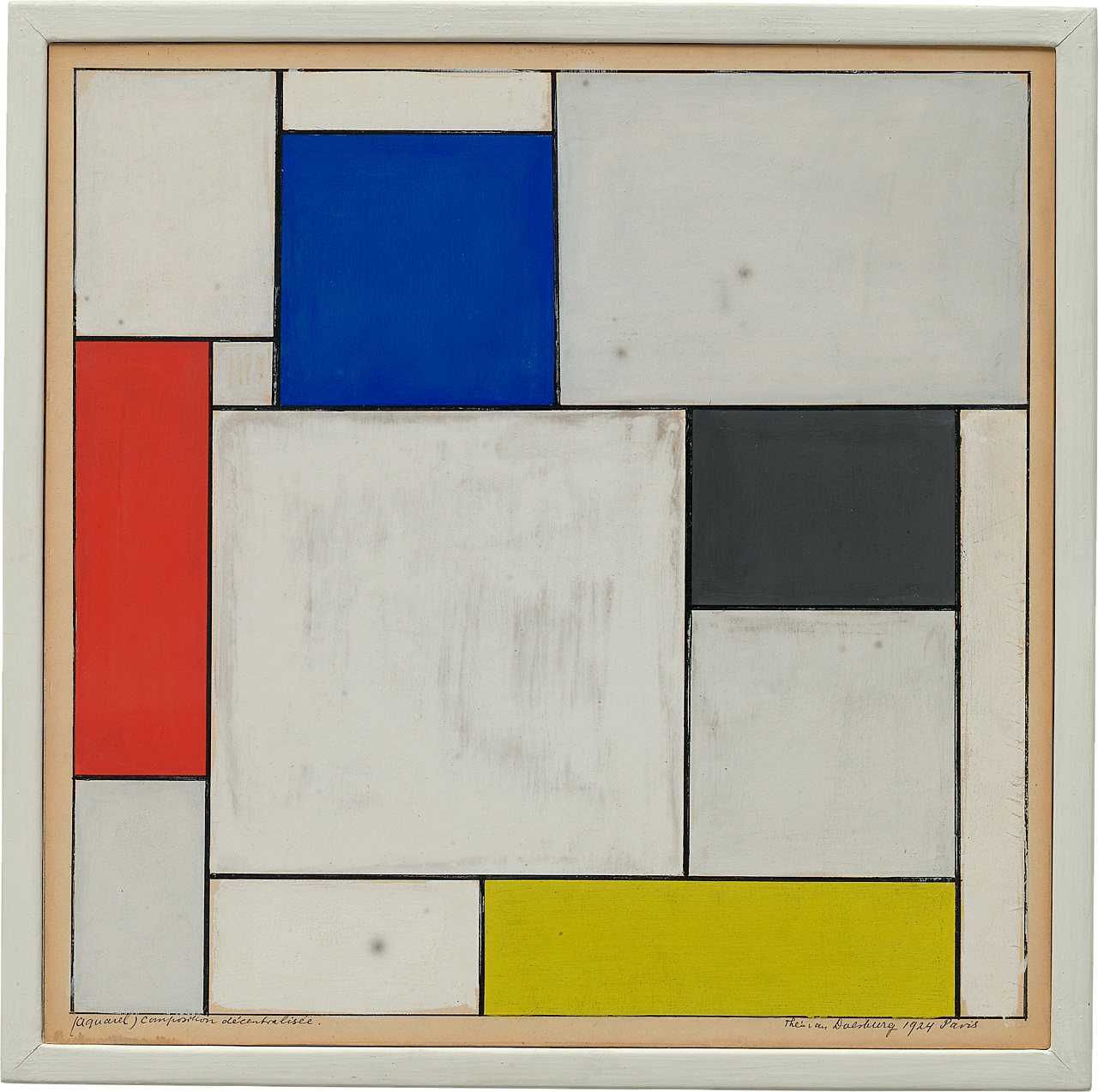Theo van Doesburg, Composition décentralisée, 1924. Gouache on board, 11 3/8 x 11 1/2 inches (28.9 x 29.2 cm)