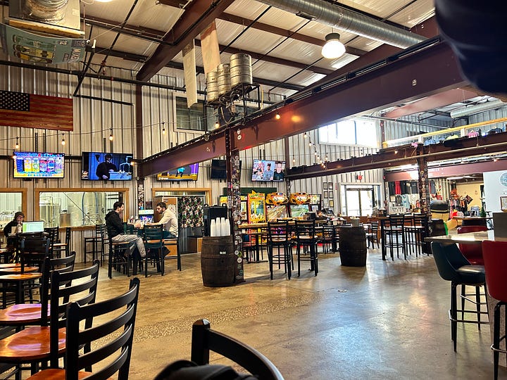 brewery, beer, bar, people, chairs, tables