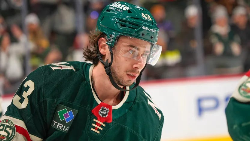Close-up of new Minnesota Wild defenseman Quinn Hughes