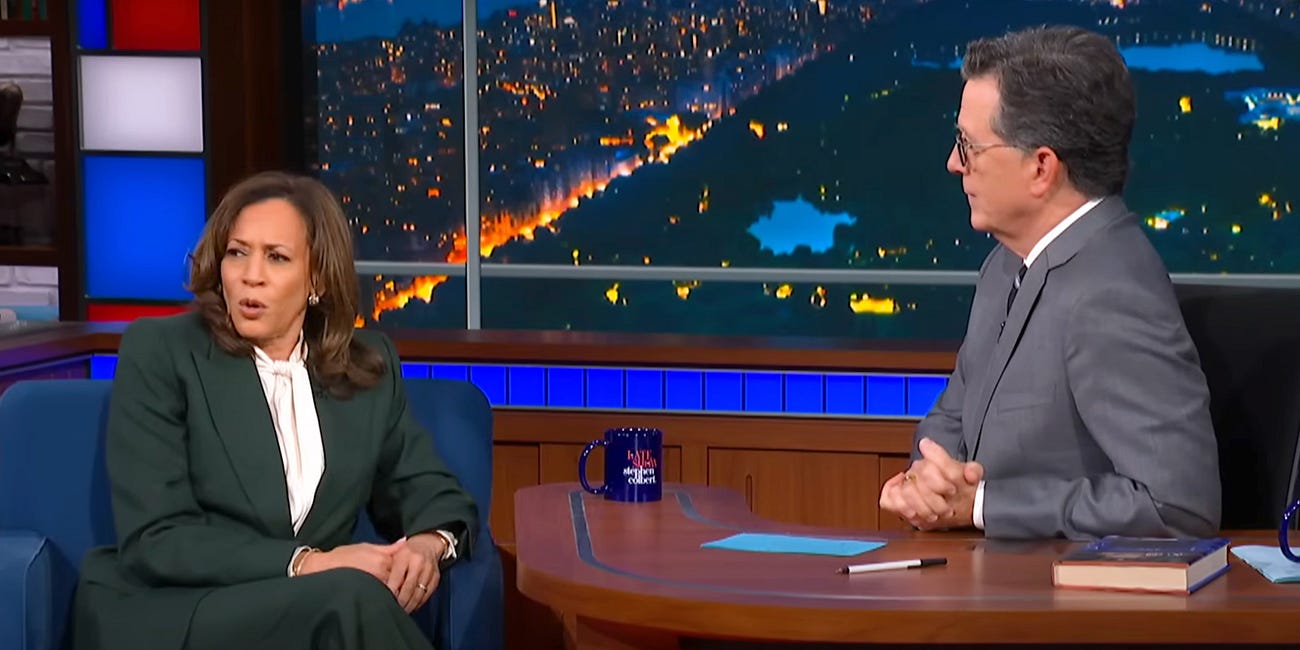 Harris spills Democratic Party's leadership void and vision crisis on Colbert's failed show