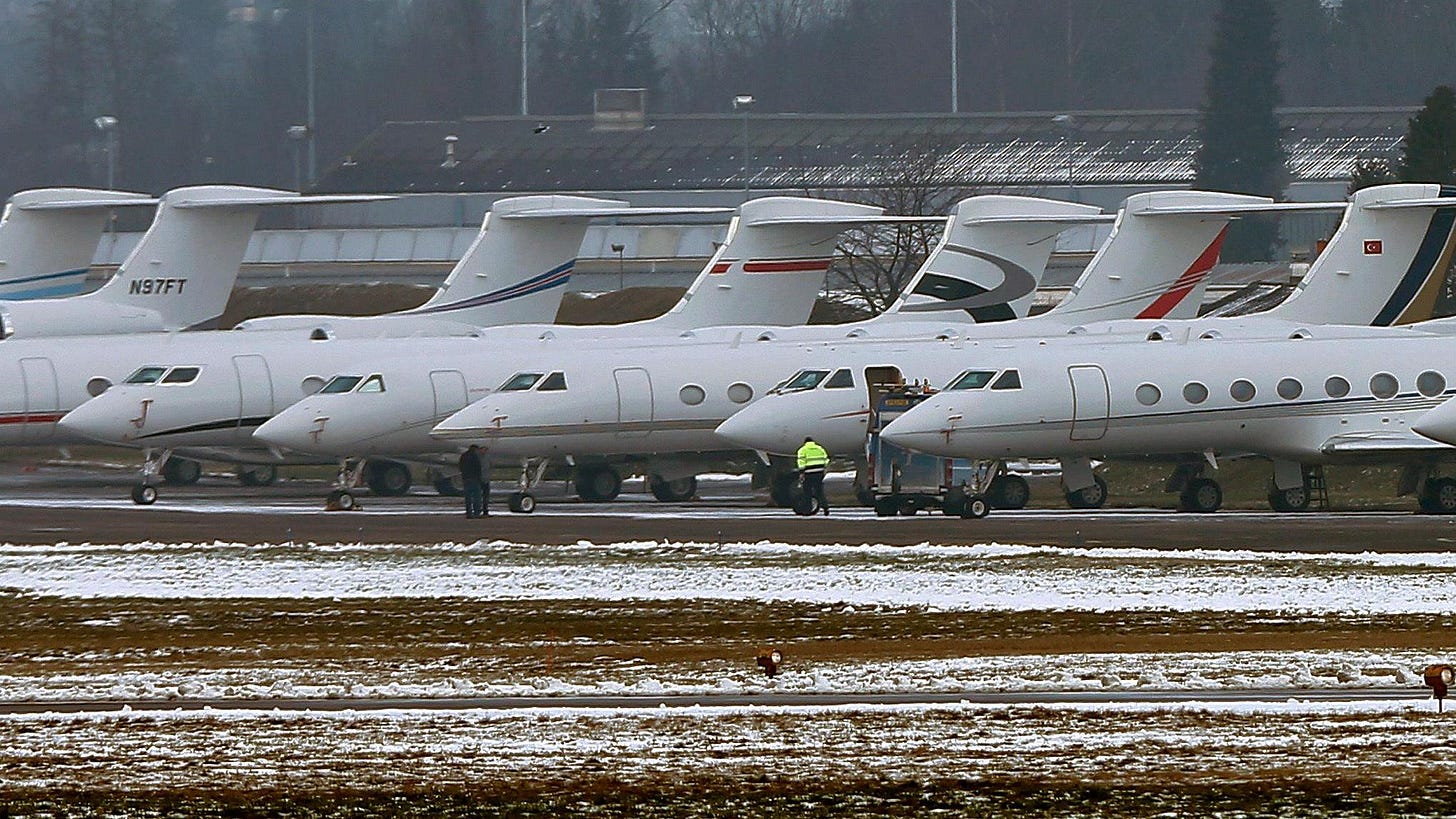 A thousand private jets whisk the world's elite to Davos forum