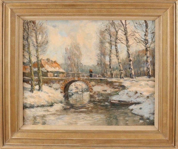 'Winterlandschap bij Laren' - olieverf op doek: Louis van Soest (kavel 1146 Twents Veilinghuis)