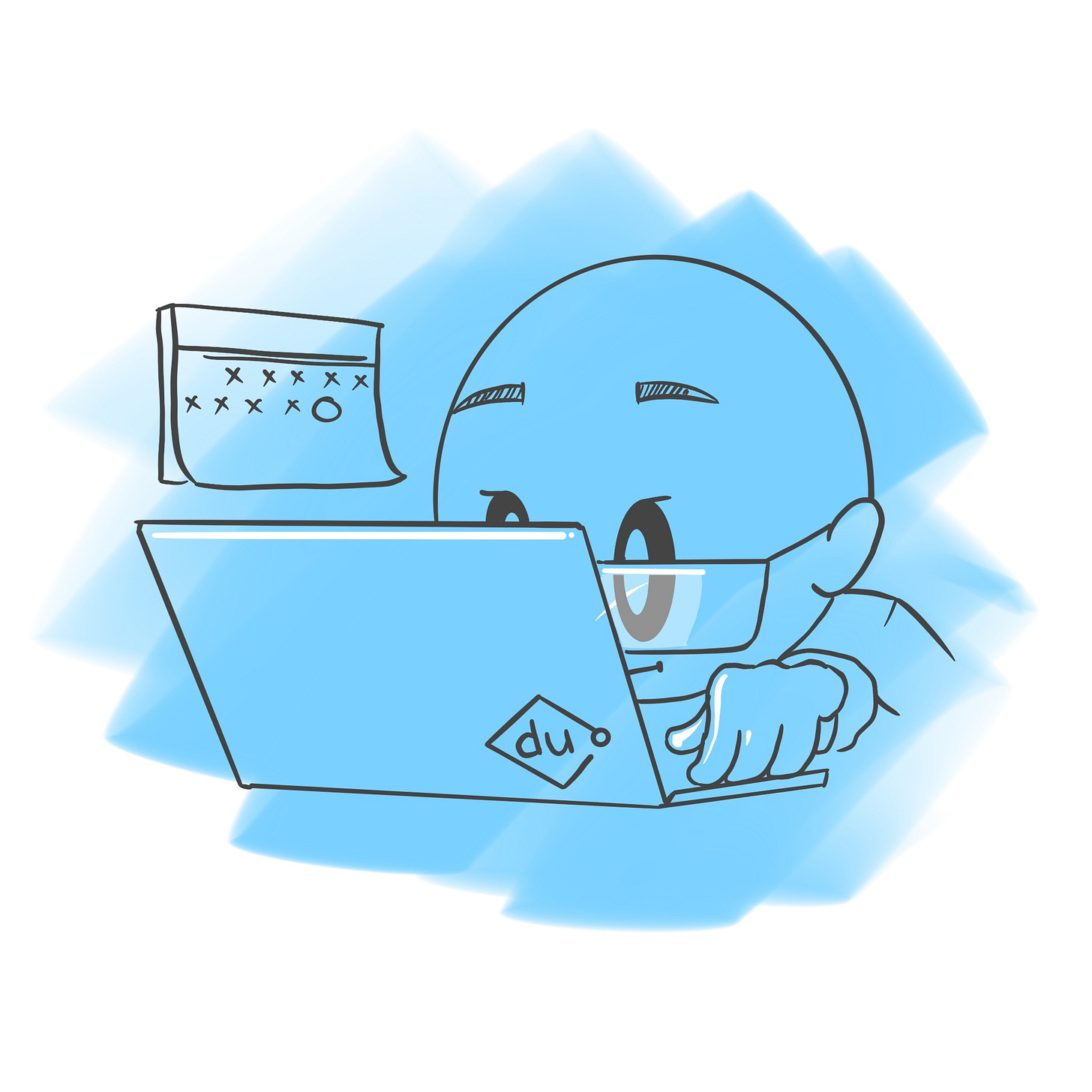 Person studying with a laptop with the logo of Deque University