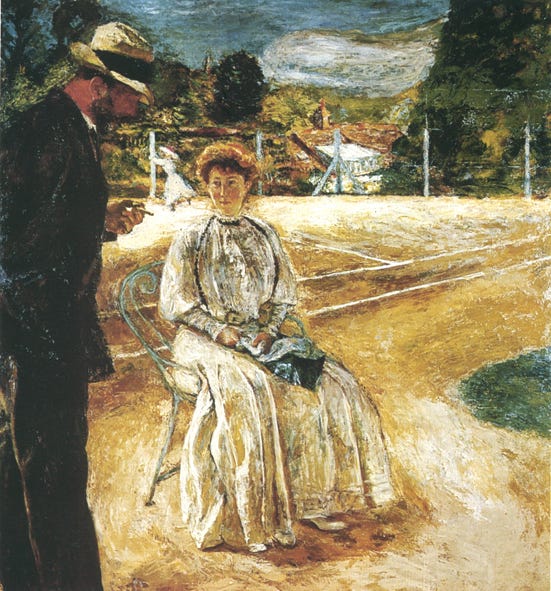 Painting of a tennis court Castle Guernon Ranville, 1907 - Edouard Vuillard