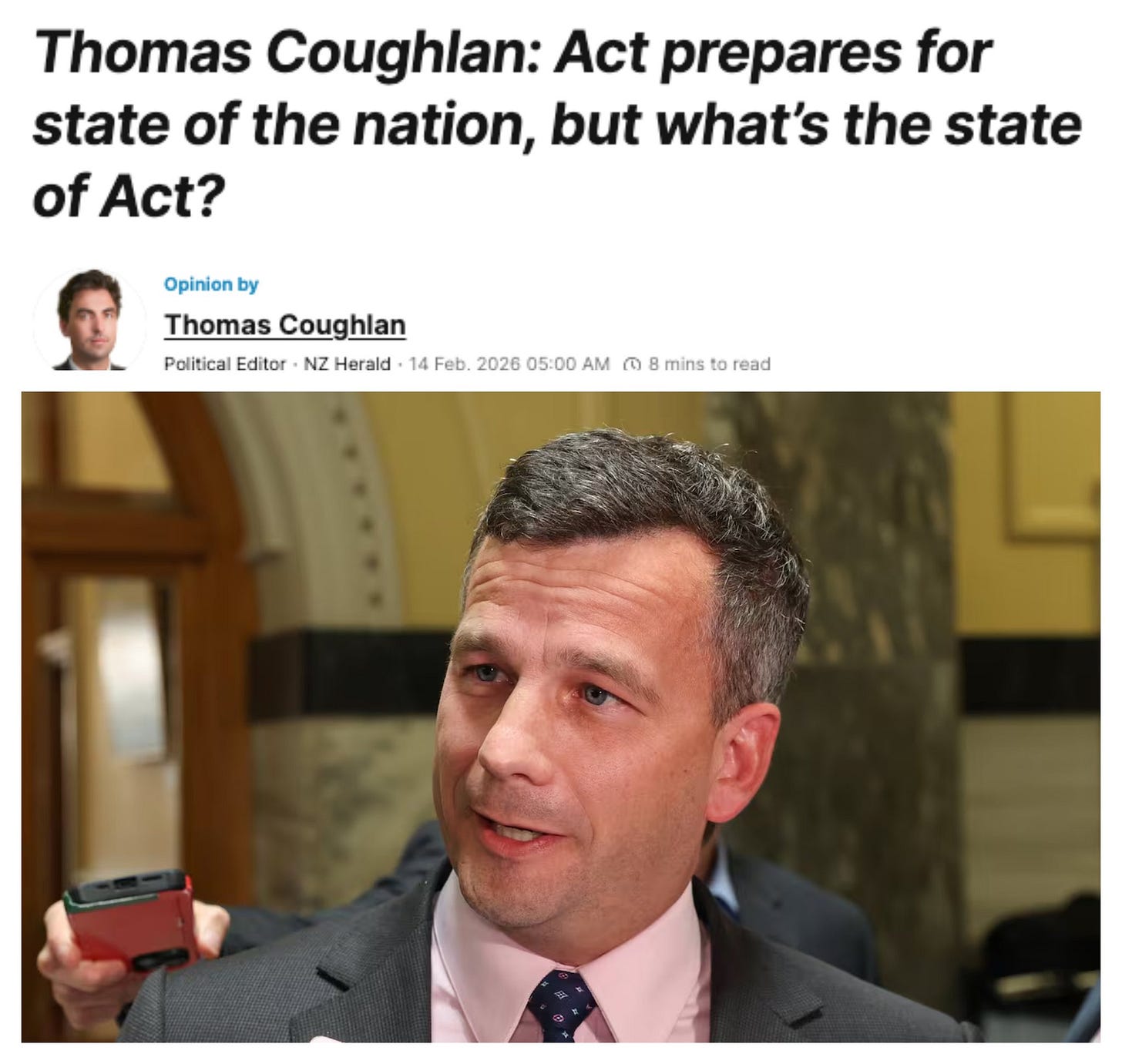Headline: "Thomas Coughlan: Act prepares for state of the nation, but what’s the state of Act?"