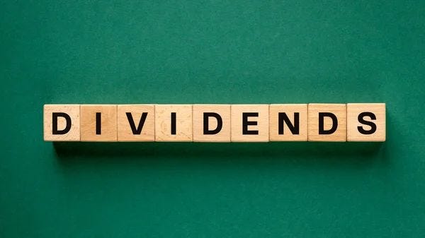 Word Dividends Written Wooden Blocks Beautiful Green Background Financial Business Concept Dividends Paid Companies Listed Stock Exchange Copy Space Close