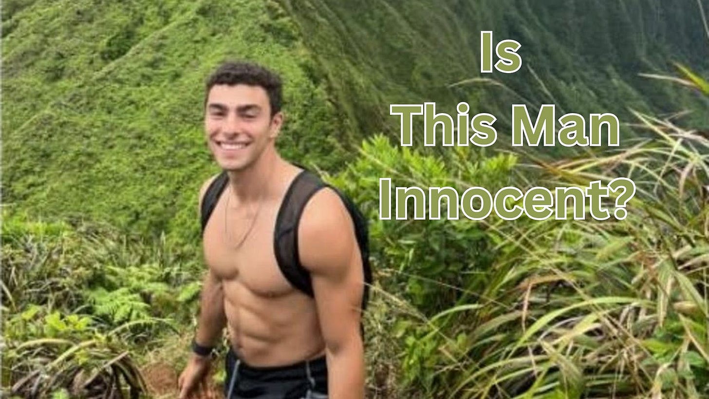 Luigi Mangione in the field, shirtless.