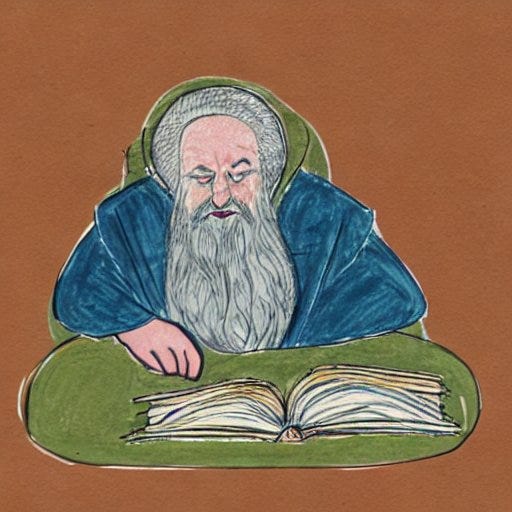 Un mago leyendo un libro