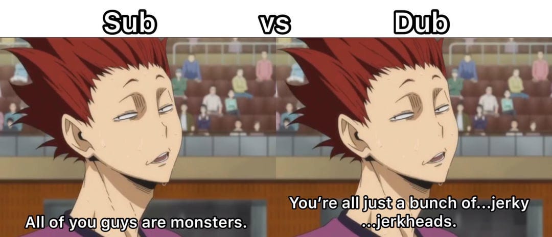 Tendou's Thoughts on Karasuno: Sub vs Dub : r/haikyuu