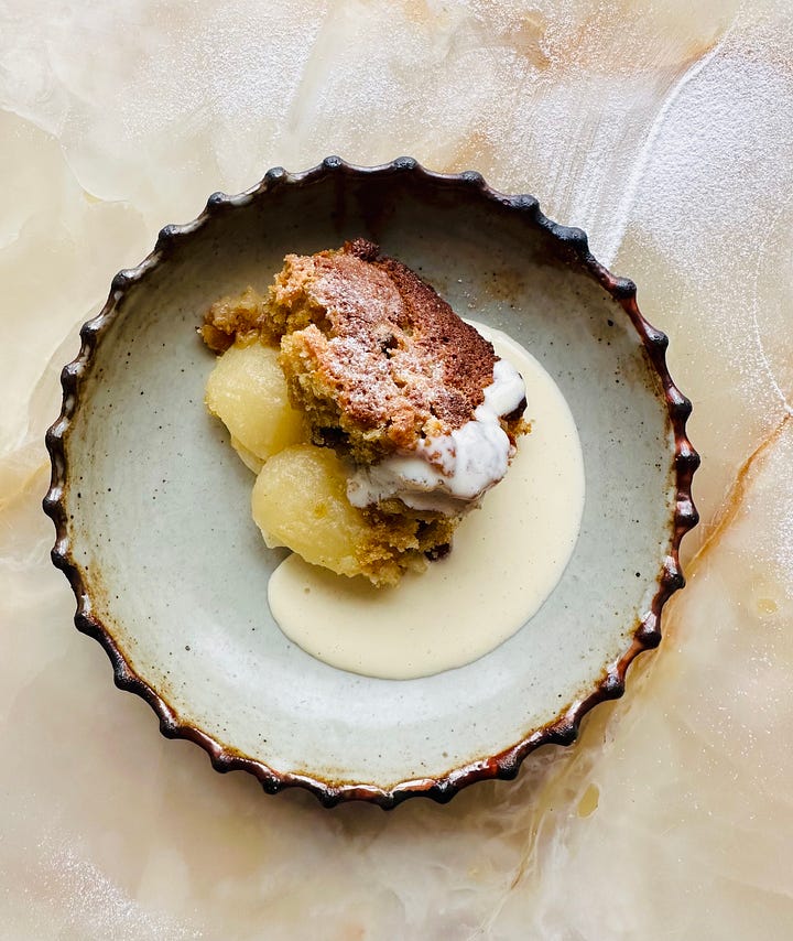 Stollen pear pudding
