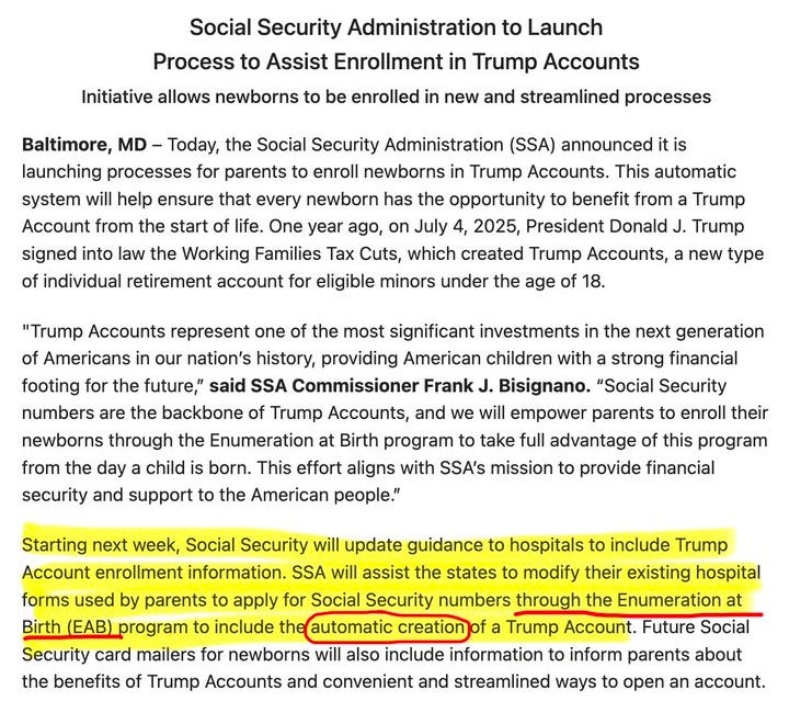 Universal Basic Income Social Credit Score System Dystopia: Trump Accounts Now Mandatory For Every Newborn