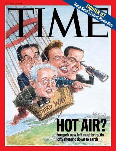 TIME Magazine Cover: Hot Air? - Oct. 12, 1998 - hot air ballooon -  politicians - European - Third Way - Tony Blair - Lionel Jospin - Gerhard  Schröder - Romano Prodi