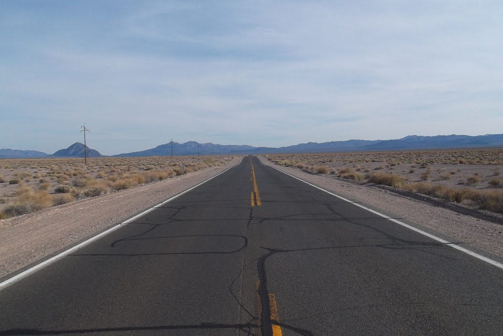 a long straight road near death valley