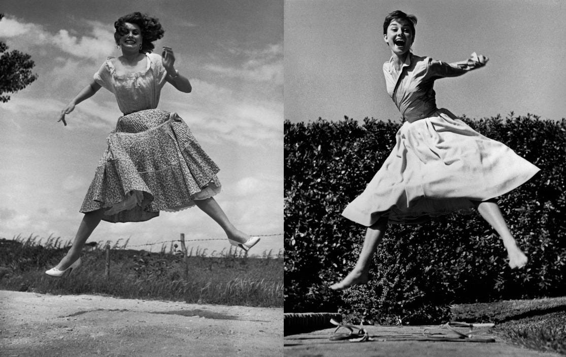 Italian actress Sophia Loren, 1955 & Actress Audrey Hepburn, 1955. © Philippe Halsman | Magnum Photos Italian actress Sophia Loren, 1955 & Actress Audrey Hepburn, 1955. © Philippe Halsman | Magnum Photos