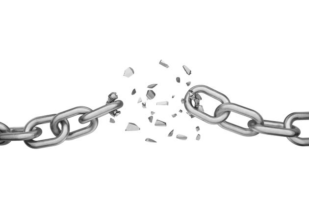 Broken circuit isolated on a white, transparent background. Freedom concept. Freedom of choice. 3D render.