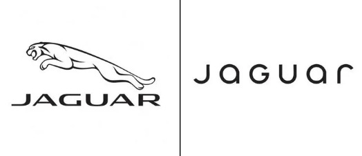 The Jaguar brand logo before and after the latest rebranding.