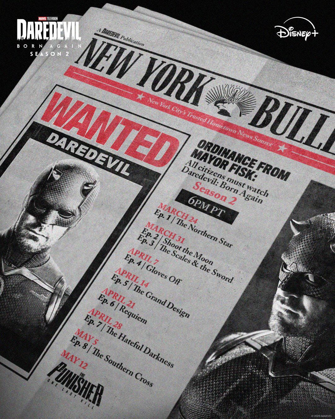 r/marvelstudios - Release Schedule and Episode Titles for 'Daredevil: Born Again' Season 2 r/marvelstudios - Release Schedule and Episode Titles for 'Daredevil: Born Again' Season 2