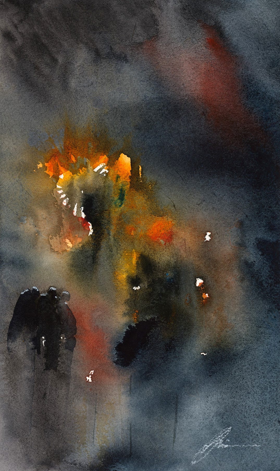 The Three Prophets visiting Gaza — 9 in x 12 in watercolor pigment and tears and disgust disgust on watercolor paper. The Three Prophets visiting Gaza — 9 in x 12 in watercolor pigment and tears and disgust disgust on watercolor paper.