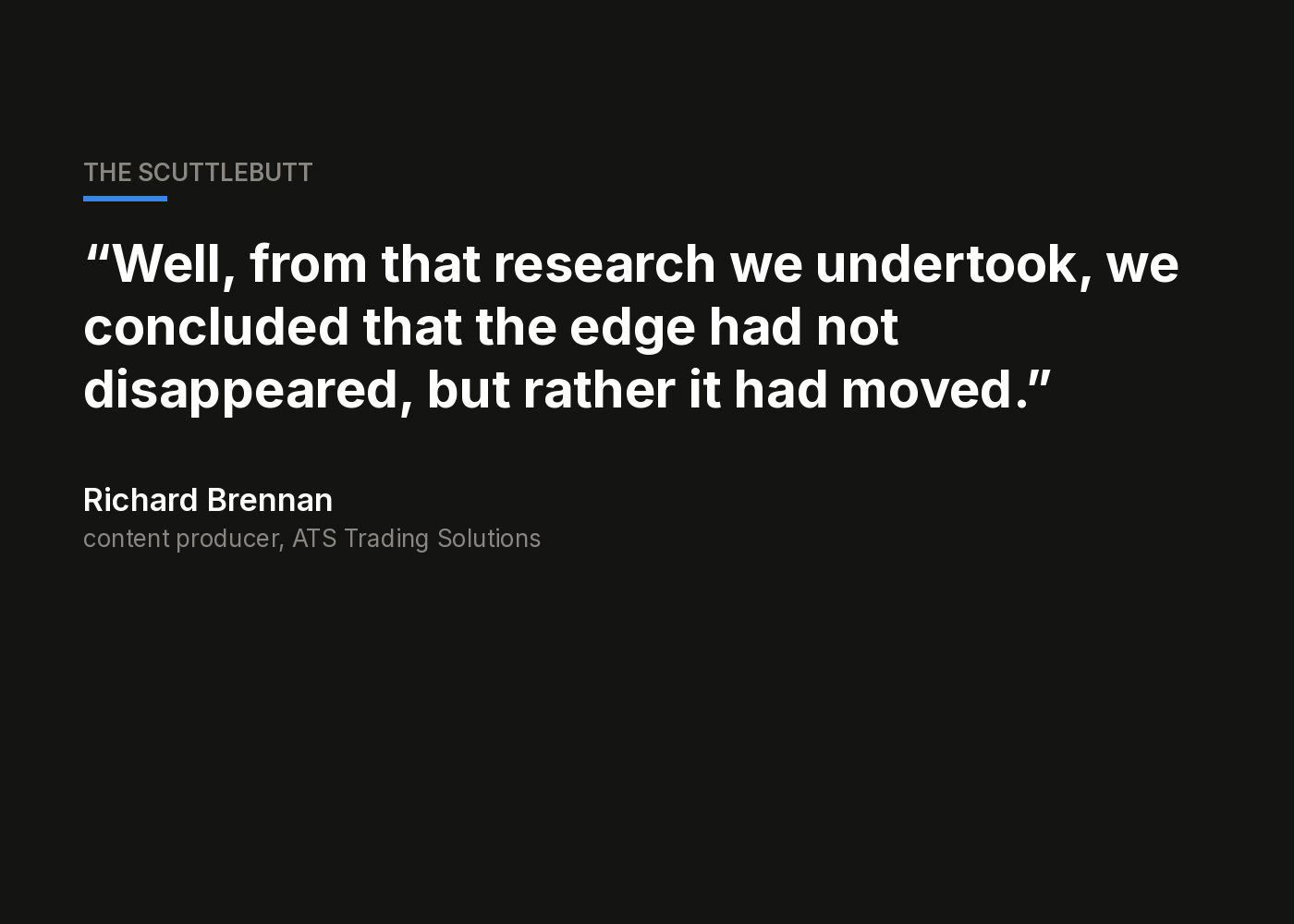 ATS Trading Solutions researcher on markets: "the bar approximated 60 attendances" ATS Trading Solutions researcher on markets: "the bar approximated 60 attendances"