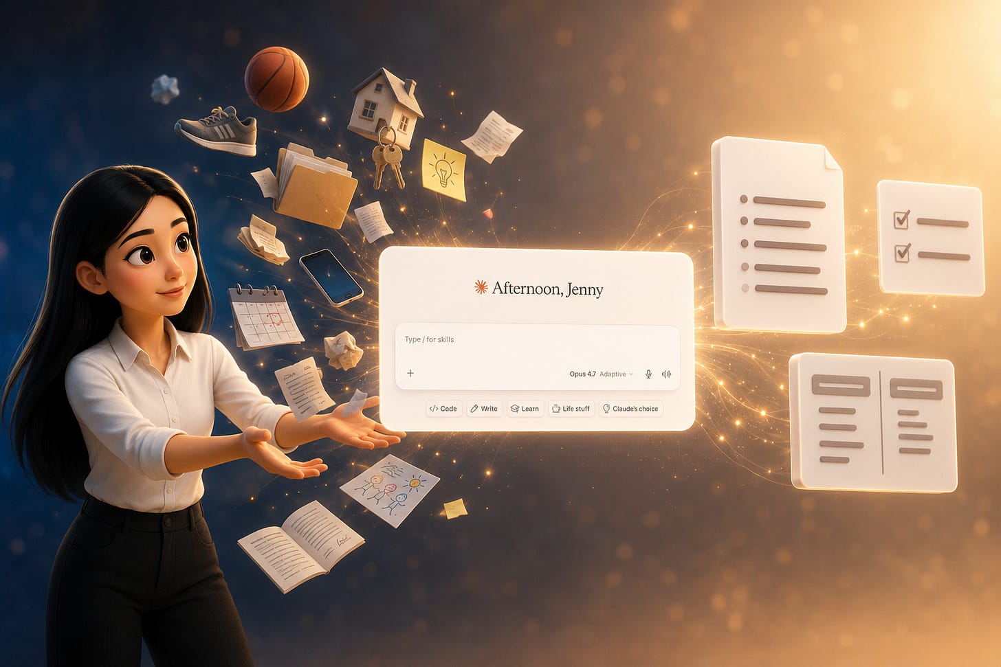 Turning everyday chaos into organized Claude Code workflows with AI-powered documents, checklists, and structured outputs. Answers what to build with Claude Code, if you're not building apps yet. By Jenny Ouyang from Build to Launch
