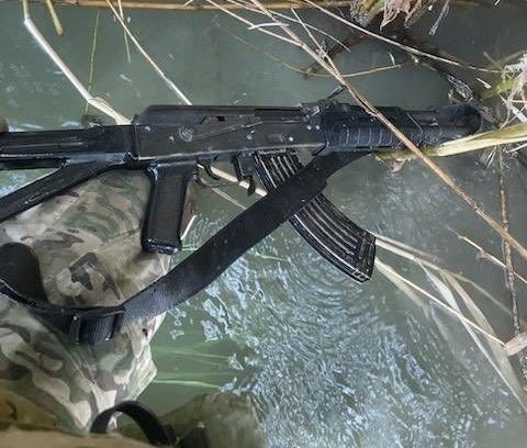 Rifle tossed into the Rio Grande off Fronton Island by a Cartel Gunrunner fleeing pursuing Border Patrol officers - August, 2023). (U.S. Border Patrol photo)