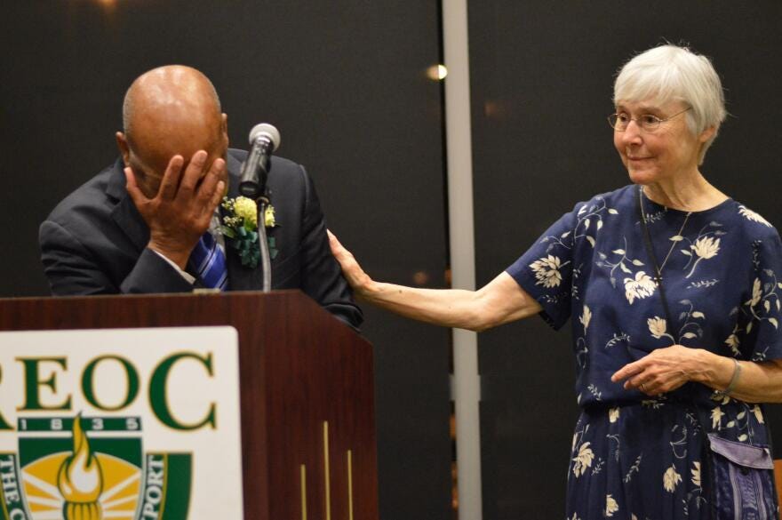 Rep. John Lewis and Sister Barbara Lum, SSJ, Rochester Educational Opportunity Center, Rochester, New York, on May 13. 2014. 