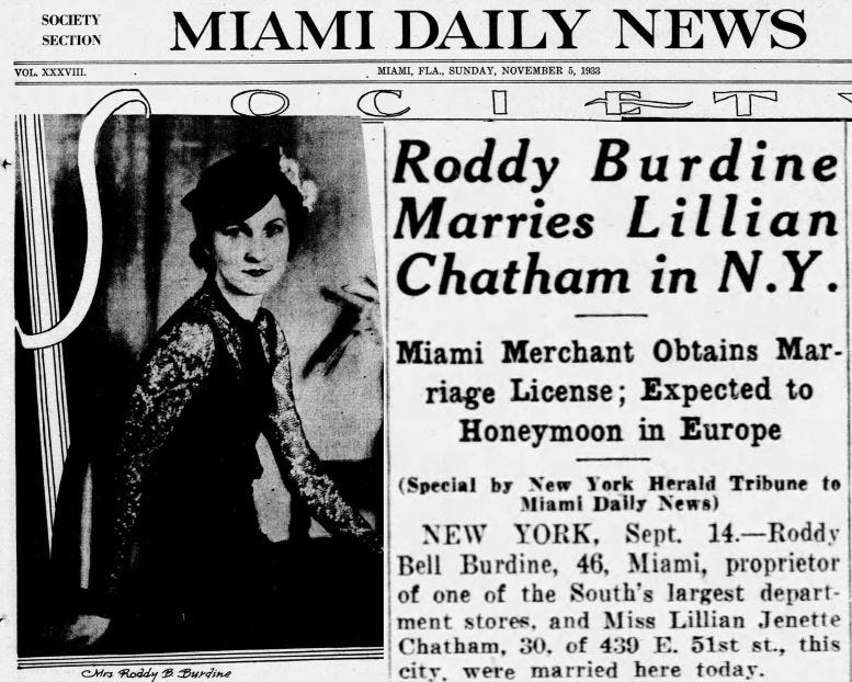 Story in the Miami Daily News on November 5, 1933.