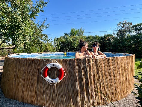 Various pictures of Meg and Andrea in pools and hot tubs, and in love.