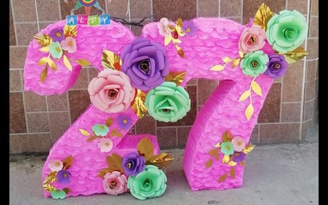 Nine options for piñatas, each image displaying different numbers with different types of details.