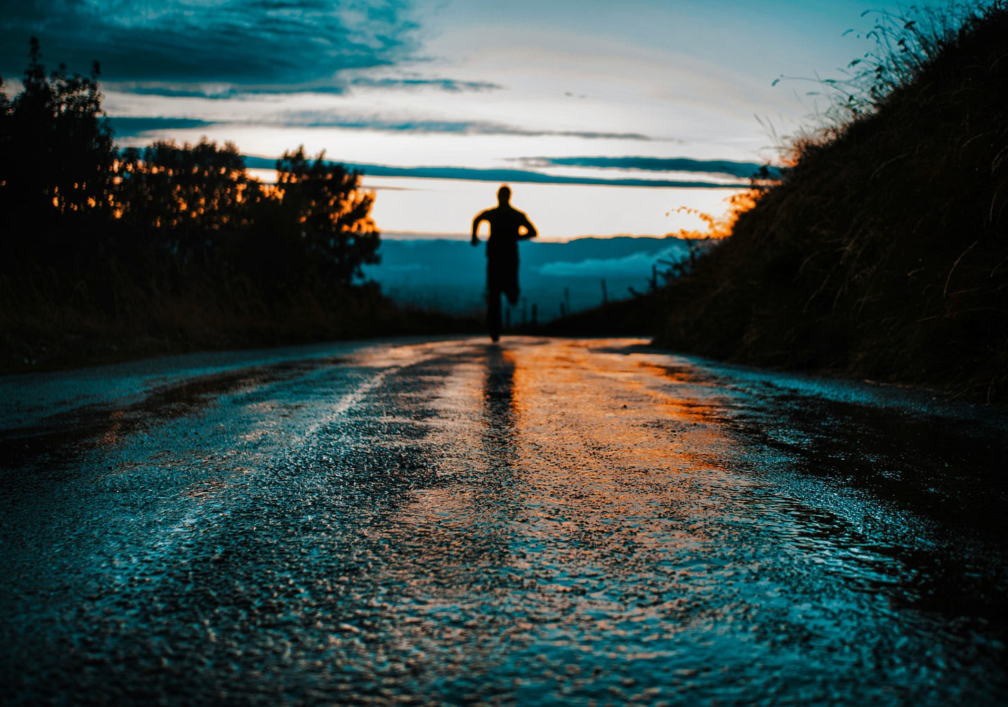 Lone runner in the evening Lone runner in the evening