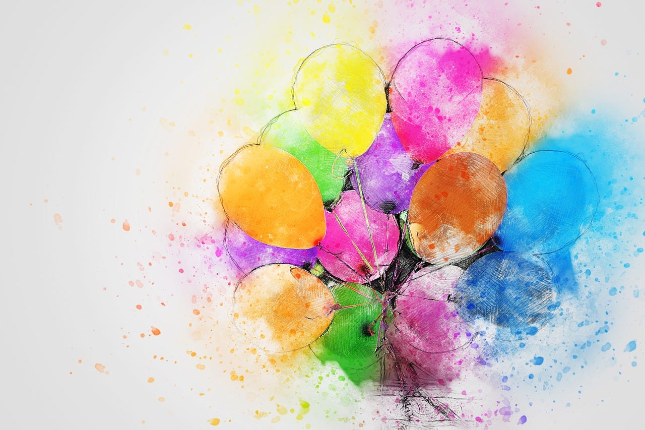 Free balloons party art illustration