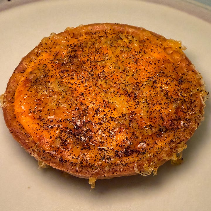 Mimolette tarte at Cypsele restaurant in Paris