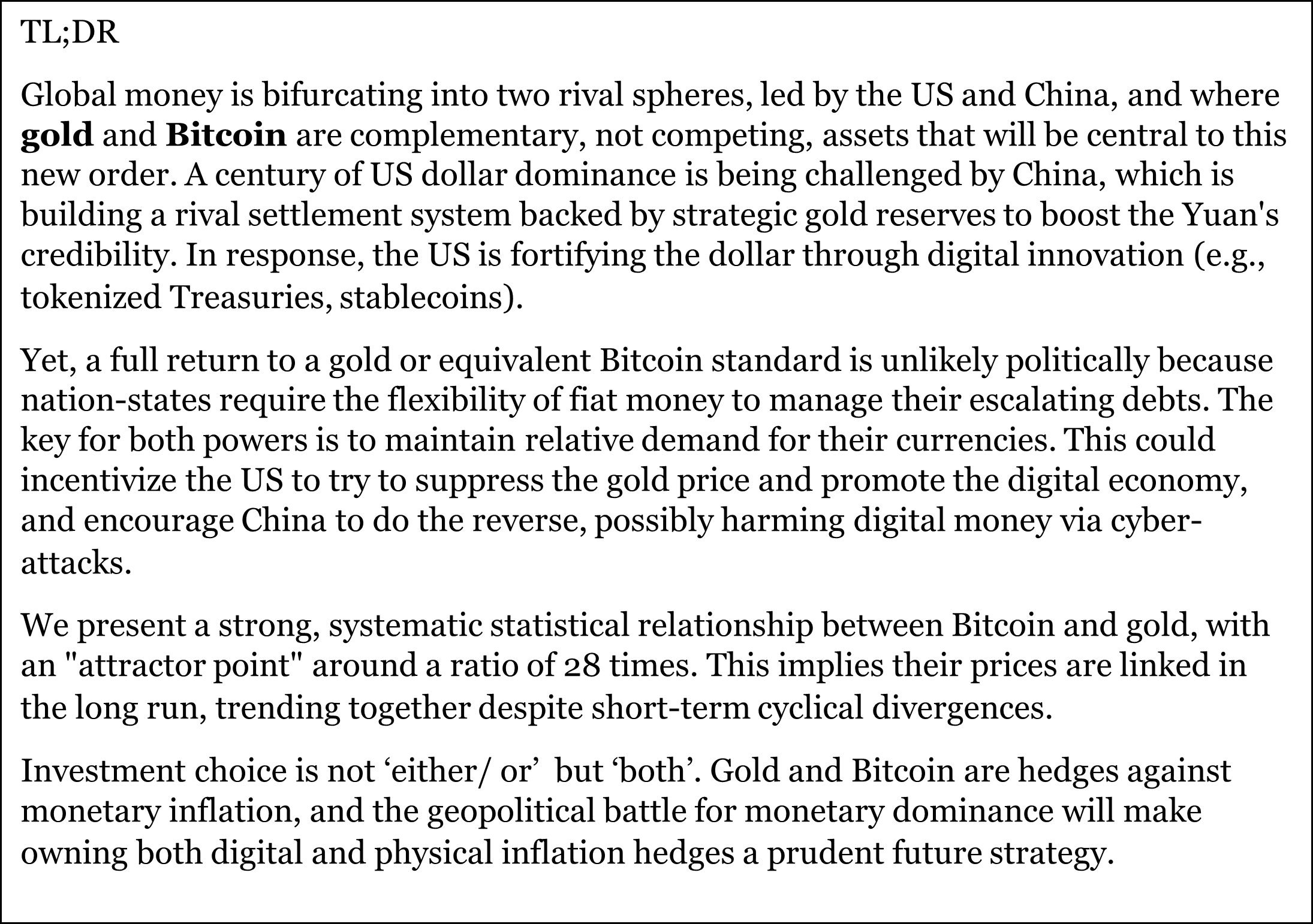 The Gold-Bitcoin Axis - by Michael Howell - Capital Wars