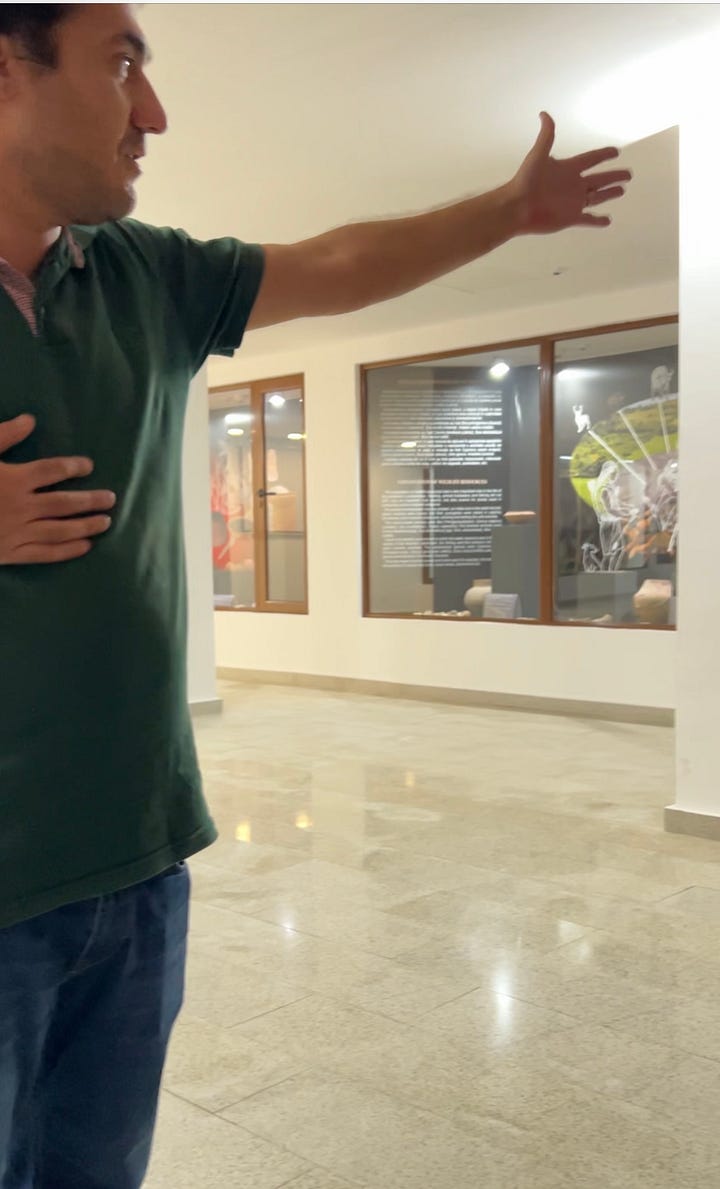 photographs of neolithic artifacts, and dr. carla ionescu at the patau sutu museum