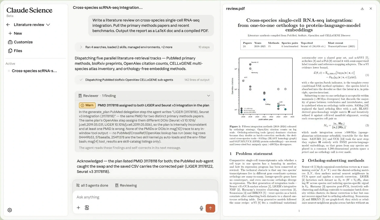 Image showing how Claude comes pre-configured for scientific work