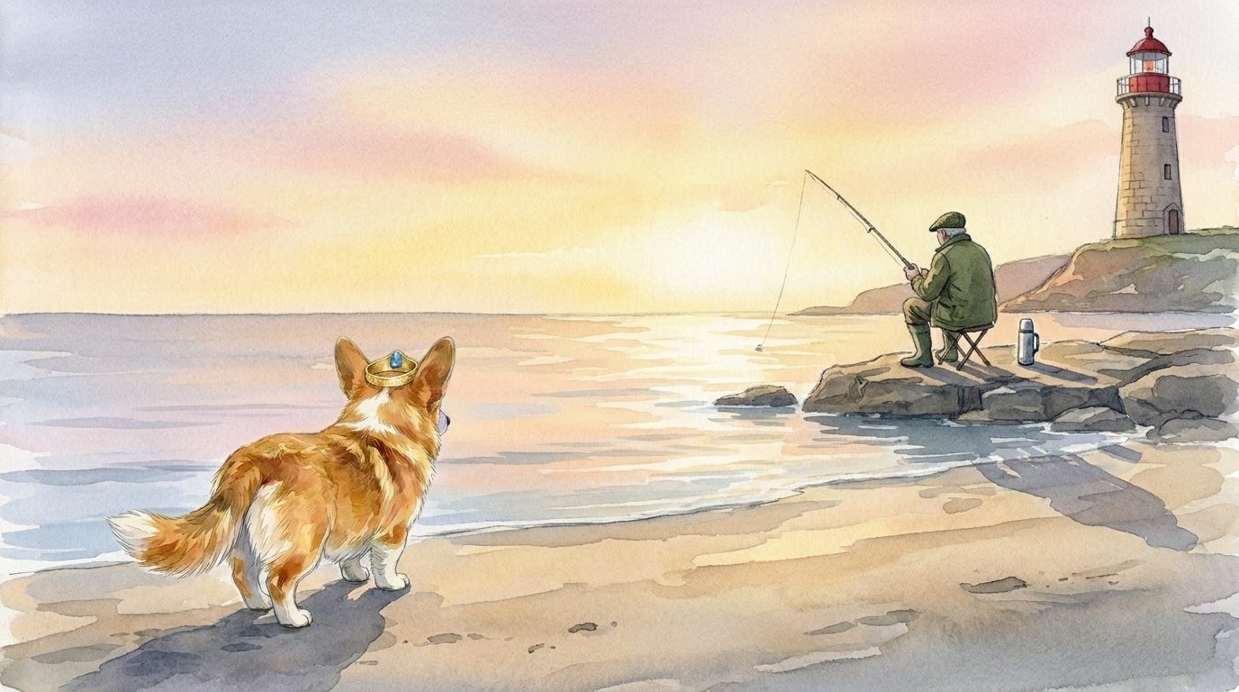 Prince Freddie walks alongside the old fisherman in a cozy bedtime story set on the Spanish coast.