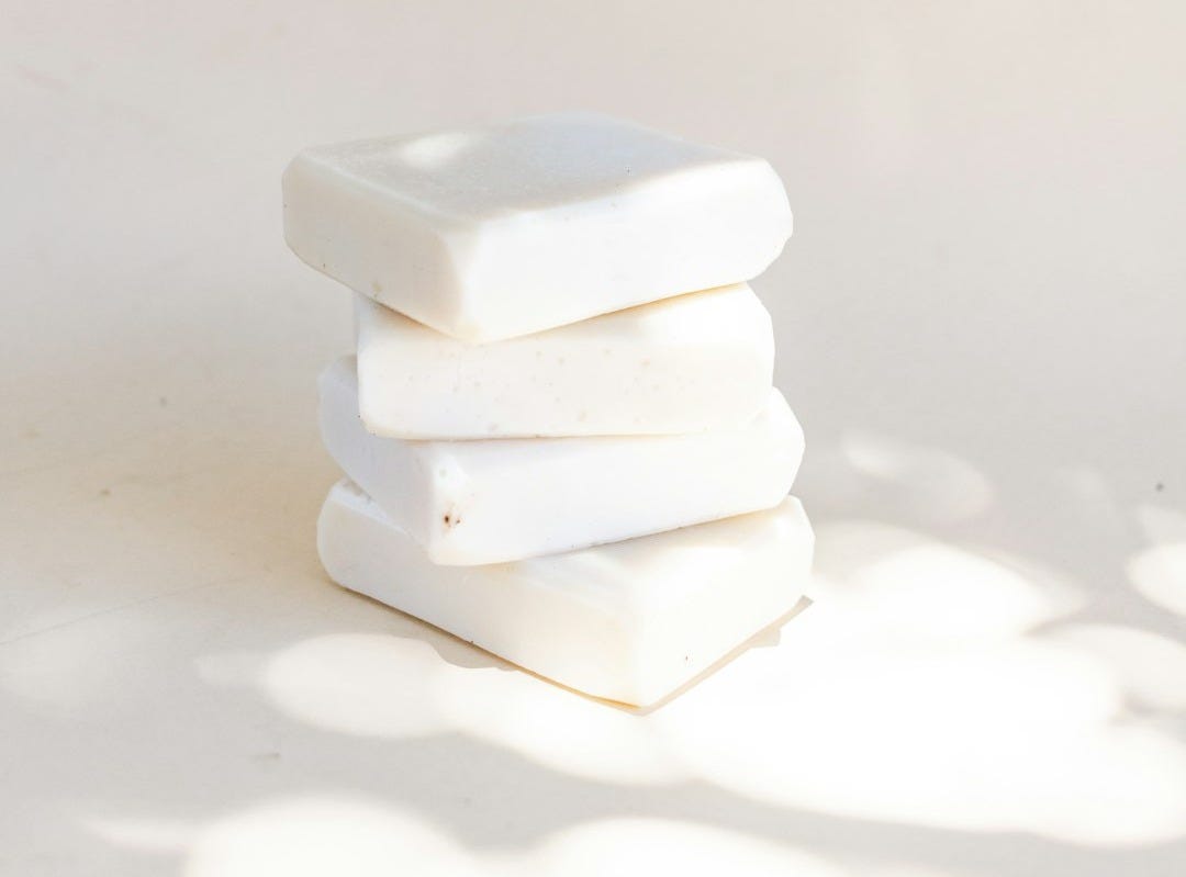 white soap on white table